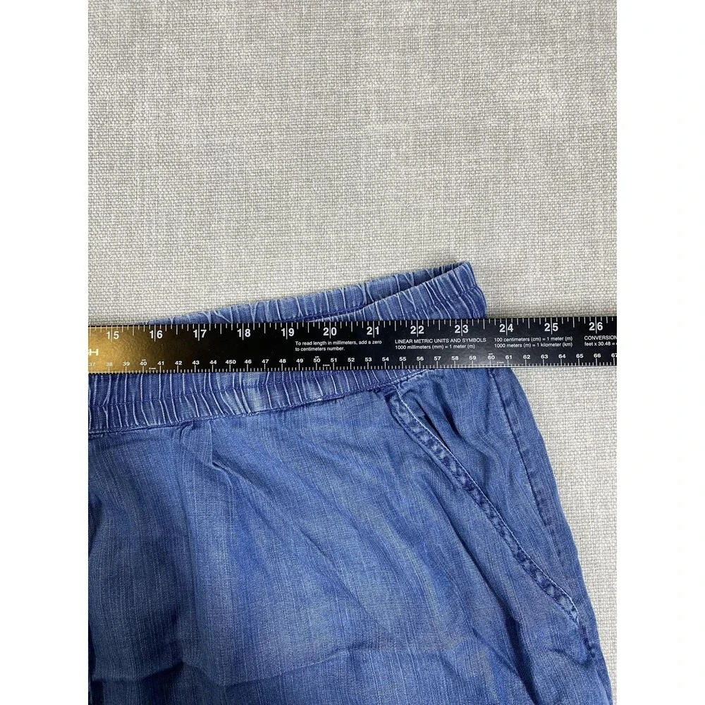 LOGO Lori Goldstein Capris Womens 3X Blue Chambray Lightweight Drawstring Casual - Picture 4 of 8